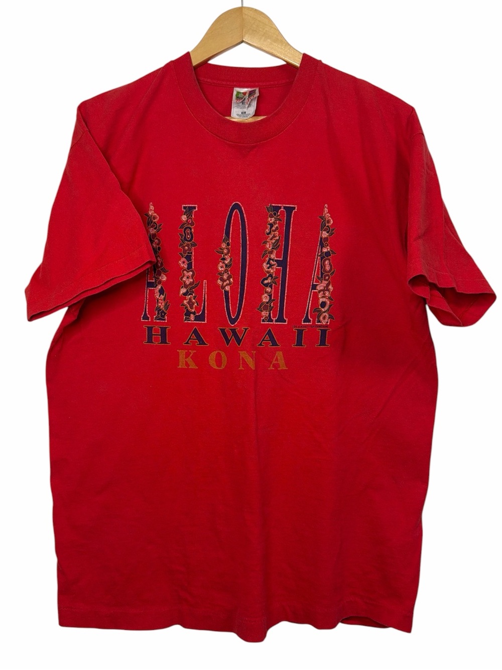 Aloha Hawaii Kona Souvenir Tee Red Fruit of the Loom XL